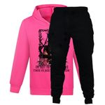 Girls Hoodies Family Long Sleeve Pullover Tracksuit Set Casual Sweatshirts Kids Fashion Clothes Set (9-10 Years, Rose)