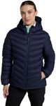 Mountain Warehouse Seasons Womens Padded Jacket - Water Resistant, Warm Ladies Coat, Front Pockets, Adjustable Elastic Cuffs & Hood - For Autumn, Winter, Outdoors Dark Blue Women's Size 12