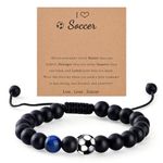 Soccer Gifts Bracelet for Teen Boys, To My Son Bracelet Football Bracelet from Mom, Natural Stone Football Bracelet for Son Nephew Grandson Christmas Birthday Graduation Gifts