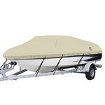 Classic Accessories DryGuard Beige Waterproof Boat Cover, 16' - 18.5' L x 98" W, Trailerable Boat Cover, Model C, Marine Grade Fabric, Water-Resistant, Fits V-Hull Runabouts OutBoards and I/O