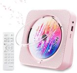 ZYOKATA CD Player Portable Bluetooth 5.1 Desktop CD Player with HiFi Sound Speakers,Remote Control,Dust Cover,LED Display,Boombox FM Radio,USB/AUX for Home,Gift,Kids (KC718 Pink)