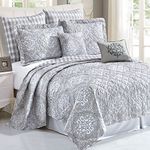 Serenta 7 Piece Printed Microfiber Bedspread Quilts Set, Queen Melody