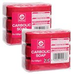 Fitzroy Carbolic Soap Original 6 Bars (2 Packs of 3x125g soaps) | Antibacterial Soap | Antifungal Soap | Laundry Soap Bar | Traditional Antiseptic Soap | Bars of Soap for Household & Industrial Use