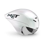 MET Drone Wide Body Aero Time Trial Triathlon Cycling Helmet, Glossy White Iridescent, Size 54-58cm