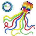 HONBO Large Octopus Kites for Kids & Adults,Big Kites for Beginners, Kite String Spool for Adults and Kids,Kite String Reel with Bearing Structure, Foldable Handle,1000ft Line (Octopus with reel)