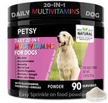 PETSY™ Dog Vitamins & Supplements 20-in-1 Essential Multivitamins, B2,B3,B6,B7,B12, Vit C, Folic Acid, Biotin, Glucosamine, Chondroitin, Wild Alaskan Salmon oil, Hemp Seed oil, Probiotics Blend