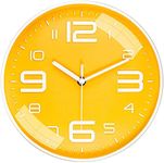 Rylan Wall Clock 12" Silent Quartz Decorative Latest Wall Clock Non-Ticking Classic Clock Battery Operated Round Easy to Read for Room/Home/Kitchen/Bedroom/Office/School