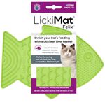 LickiMat Felix, Fish-Shaped Cat Slow Feeders Lick Mat, Boredom Anxiety Reducer; Perfect for Food, Treats, Yogurt, or Peanut Butter. Fun Alternative to a Slow Feed Cat Bowl or Dish, Green