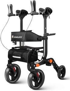 Lightweight Upright Rollator Walker All-Terrain Foldable with seat and Adjustable Height backrest, 300 lbs Capacity, 10" Front & 8" Rear Wheels for Seniors, Adults, bariatric, Includes Cane Holders