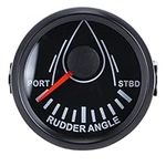 Powersports Gauges 52mm Universal Boat Rudder Angle Indicator 0-190ohm Signal with Rudder Sensor 9-32V Backlight Gauge for Boat Yacht(Black Dial Black Cover)