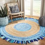 Safavieh Cape Cod Collection CAP701K Hand-Woven Area Rug, 6' x 6' Round, Turquoise/Natural