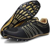 Zakey Track and Field Shoes Men Women Kids Spikes Track Race Jumping Sneakers Girls Professional Running Nail Spikes Shoes Boys, Black, 10.5