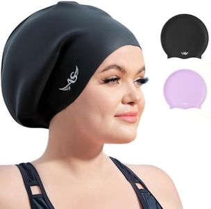 Angel season Extra Large Swim Cap Long Hair Braids Dreadlocks Weaves Hair Silicone Waterproof Swimming Cap for Women, Black