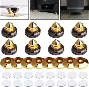 8 pzas de oro para altavoces, soportes para parlantes, giradiscos de latón macizo con base de latón para subwoofer, amplificador de audio y CD