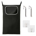Hanging Laundry Hamper, Hanging Laundry Hamper with Stainless Steel Hooks and Adhesive Hooks, Space Saving Hanging Laundry Hamper Bag and Bathroom Over The Door Hamper(80 x 49 CM) (Black)