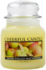 A Cheerful Giver - Fresh Peeled Macintosh Scented Glass Jar Candle (16 oz) with Lid & True to Life Fragrance Made in USA