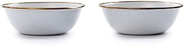 Barebones Enamel Bowl Set - Dish Set of 2 Bowls - Enamelware Set for Camping and Everyday Use (Eggshell)