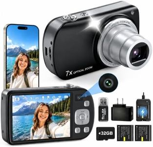 7X Optical Zoom Digital Camera, Real 4K Compact Camera with WiFi & 5-Axis Anti-Shake, Vlog Camera for Travel, Daily Recording & Outdoor Use, 2.8" Touchscreen for Beginner & Teen, 32GB Card & 2 Battery