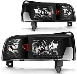 DWVO Headlight Assembly Compatible with 1994-2001 Dodge Ram 1500/94-02 Dodge Ram 2500 3500/95-02 Dodge Ram 4000 Black Housing without DRL