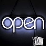 LED Neon Open Sign Light. Perfect to Advertise Storefront, Business, Office, Shop and Restaurant. Ultra Bright White Designer Color. Custom Built, Elegant Window Display