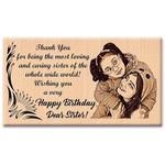 GFTBX Customized Wooden Engraved Photo Frame Best Birthday Gift For Sister (7x4 Inches, Wood), Tabletop Rectangular