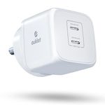 Auklet 45W Compact Gan Chargers,2 Type C Ports,Fast Charging,Compatible with iPhone 15,Samsung Galaxy and Andriod Mobiles with Type C Connectivity,White