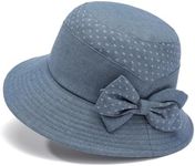 YEKEYI Women's Cotton Linen Bucket Hat Big Brim Hat Summer Sun Beach Cap Visor Sunhat (fk-Blue)