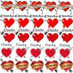 LAROI 25 PCS Bride Of Chucky Tattoo Heart For Women Girls Kids, Tiffany Costume Bride of Chucky Accessories, 3D Halloween Face Tattoo Makeup Kit Fake Chucky Heart Tattoo Stickers Decals