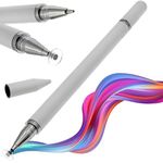 iAccessories 2-in-1 Fine Point Silicon Disc Tip Stylus with Ballpoint Pen for All Touch Screen Devices Android Mobile Phones Tablets Pads - White