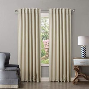 ChadMade Back Tab/Rod Pocket Beige 52Wx120L Inch (Set of 2 Panels) Solid Thermal Insulated Blackout Curtain Drape