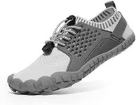 NORTIV 8 Womens Barefoot Water Sports Shoes - Outdoor Athletic Pool Swim Hiking Aqua Shoes, White/Grey-2-7 (Treklady-2)