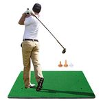 RELILAC Golf Hitting Mats with 3 Rubber Tees - Artificial Turf Mat for Indoor & Outdoor Practice - Choose Your Size