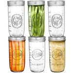 Tebery 6 Pack Wide Mouth Home Glass Mason Jars with Airtight Lids and Bands, 24-Ounce Canning Glass Jars for Canning, Fermenting, Pickling, Meal Prep, Overnight Oats, Jam, Jelly