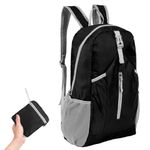 Mayoii Ultra Lightweight Foldable Backpack,20~35L Waterproof Small Backpack for Women Men,Packable Rucksack Hiking Backpack Travel for Outdoor Walking Camping Biking Sport (Black)