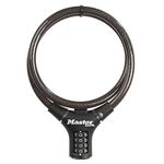 Master Lock Bike Cable Lock [Combination] [90 cm Cable] [Outdoor] 8229EURDPRO - Ideal for Bike, Electric Bike, Skateboards, Strollers, Lawnmowers and other Outdoor Equipments, Black