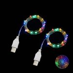 Sokelinn-six 2m 20 LEDs Fairy String Lights, USB Powered String Light for Desk Office Christmas Tree Party Decoration (Multi-Colored, 2)