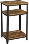 Yaheetech 75cm High Side Table with Storage Shelf & Strong Steel Frame, 3 Tier End Table Sofa Side Table for Small Spaces Living Room, Industrial Bedside Table Nightstand for Bedroom, Rustic Brown