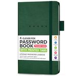 Clever Fox Password Book Pocket – Small Internet Address & Password Journal Organizer – Computer & Website Log-In Keeper Notebook (Dark Green)