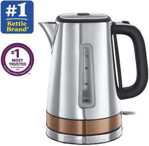 Russell Hobbs Luna 1.7L Cordless Electric Kettle – Stainless Steel & Copper, Quiet Fast Boil