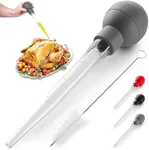 Zulay Kitchen Turkey Baster Syringe - Baster For Cooking - Meat and Food Injector Syringe Large - Food Grade Syringe For Cooking & Basting With Detachable Large Bulb - Comes With Cleaning Brush (Grey)