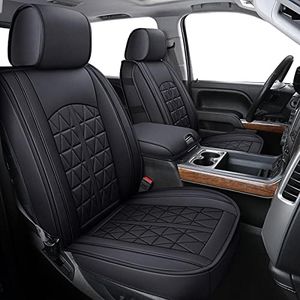 INCH EMPIRE Seat Cover Custom Fit for Chevy Silverado GMC Sierra 1500 2500 3500 2007-2021 Crew Extended Double Cab Pickup Synthetic Leather Car Seat Cushion Protector (Black Triangle)