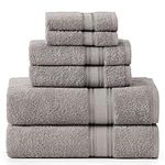 LANE LINEN Luxury Bath Towels Set - 6 Piece 100% Cotton Bathroom Quick Dry Shower Extra Aborbent Towel Super Soft 2 Hand Wash Cloths Space Grey