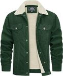 TACVASEN Mens Winter Warm Jacket Cargo Casual Jackets Trucker Jacket Lapel Collar Jacket Thermal Jacket Emerald Green