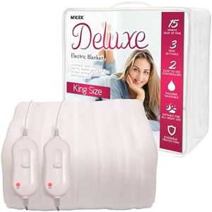 MYLEK Electric Blanket King Size Bed Fitted Heated Mattress Cover Underblanket Dual Control, Elasticated, Skirt 192 x 152 x 40cm, Overheat Protection, Machine Washable, Safe For All Night Use (King)
