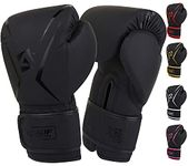 AQF Boxing Gloves Kids Adults - Training Muay Thai Gloves 6oz to 16oz for Punch Bag MMA Sparring Fighting & Kickboxing with Extra Layers of Padding (Black, 10oz)