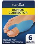 FLEXIFEET Bunion Corrector, Big Toe Straigthener 6Pcs, Separators for Overlapping Toes, Spacers for Women & Men, 0% BPA, Silicone, One-Size