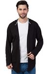 Corsair Men's Cotton Hooded Neck Cardigan (CR15A-XL_Black_X-Large)