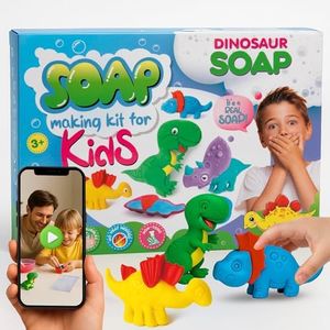 ZenseMe Soap Making Kit for Kids – DIY Soap Making Kit with Dinosaur Soap Moulds (3 Cute Dinosaurs) | Soap Making Supplies for Creative Play &amp; Hygiene - DIY Kits for Kids with Mobile App