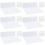 RealPlus Metal Floating Shelf, 6.5" x 6.2" Floating Book Shelves Wall Mounted, Suitable for Kids Room Office Study Room Kitchen, White (Pack of 6)