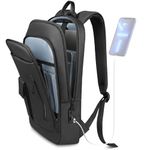 Mens Backpack Slim Business Backpack with USB Charging Port Lightweight Computer Backpacks for 15.6 Inch Laptop Bag Water-Resistant Anti-Theft Daypack for Daily Office Work College Travel-Black